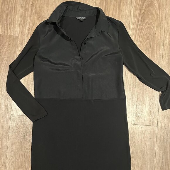 Topshop Black Business Causal Shirt Dress - Picture 1 of 5
